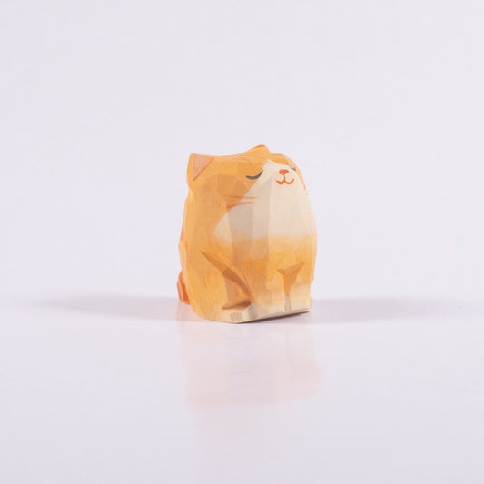 Hand-Carved Cute Ginger Cat